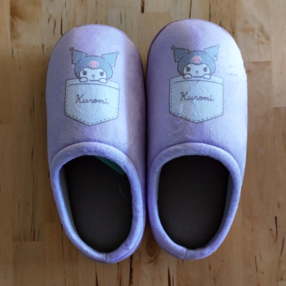 Sanrio Kuromi Ladies Soft Suede Room Shoes Slippers  Purple 24cm New
